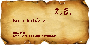 Kuna Balázs névjegykártya